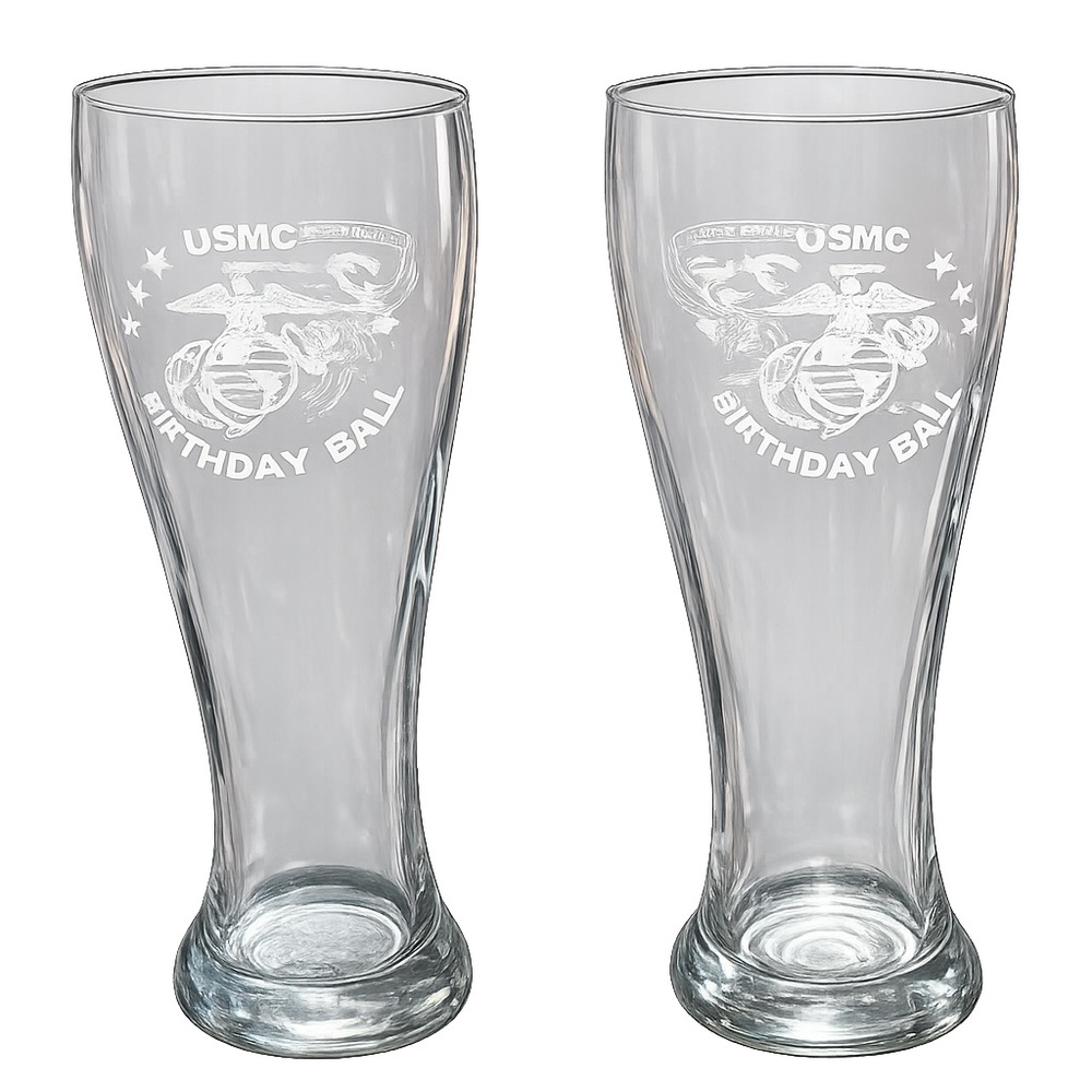 USMC 238 Birthday Ball Pilsner Glass Set Combat Logistics Regiment 25 - Picture 2 of 5